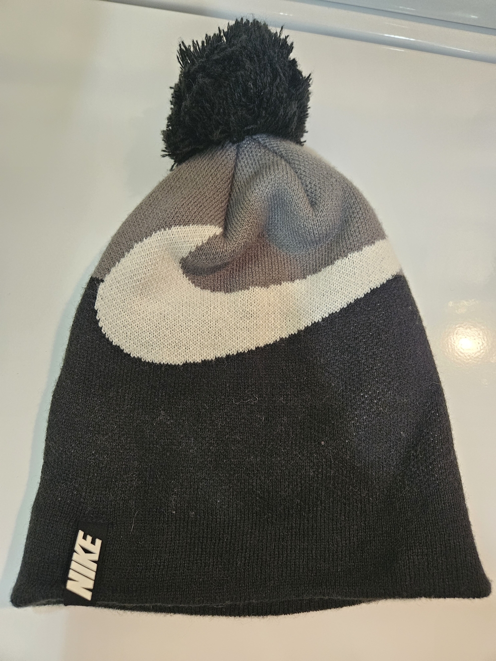 Nike Black & Gray Pom Beanie - Men's Knit Hat